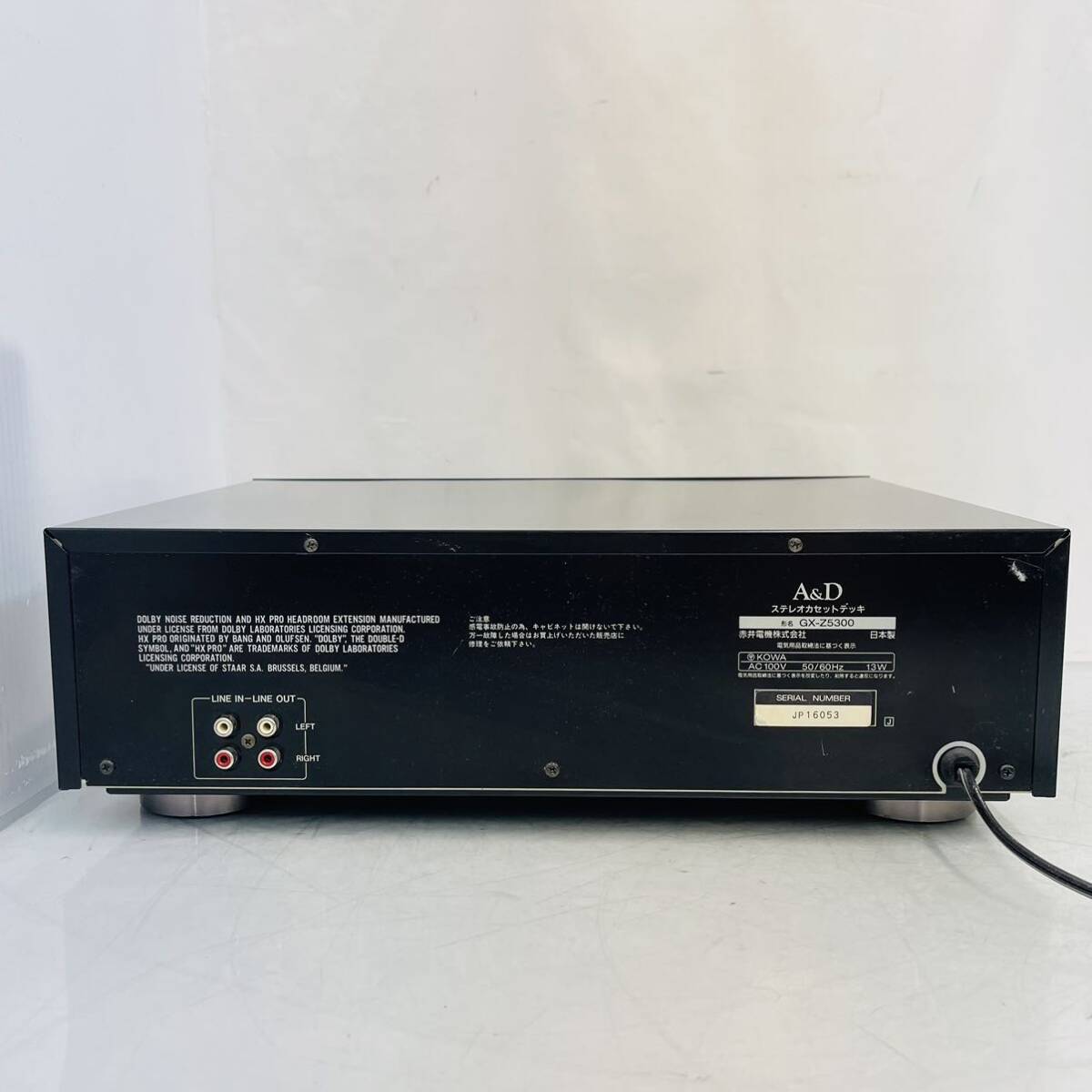4SC033 A&D カセットデッキ GX-Z5300 赤井 赤井電機 オーディオ機器 デッキ 通電OK 中古 現状品 動作未確認の画像6