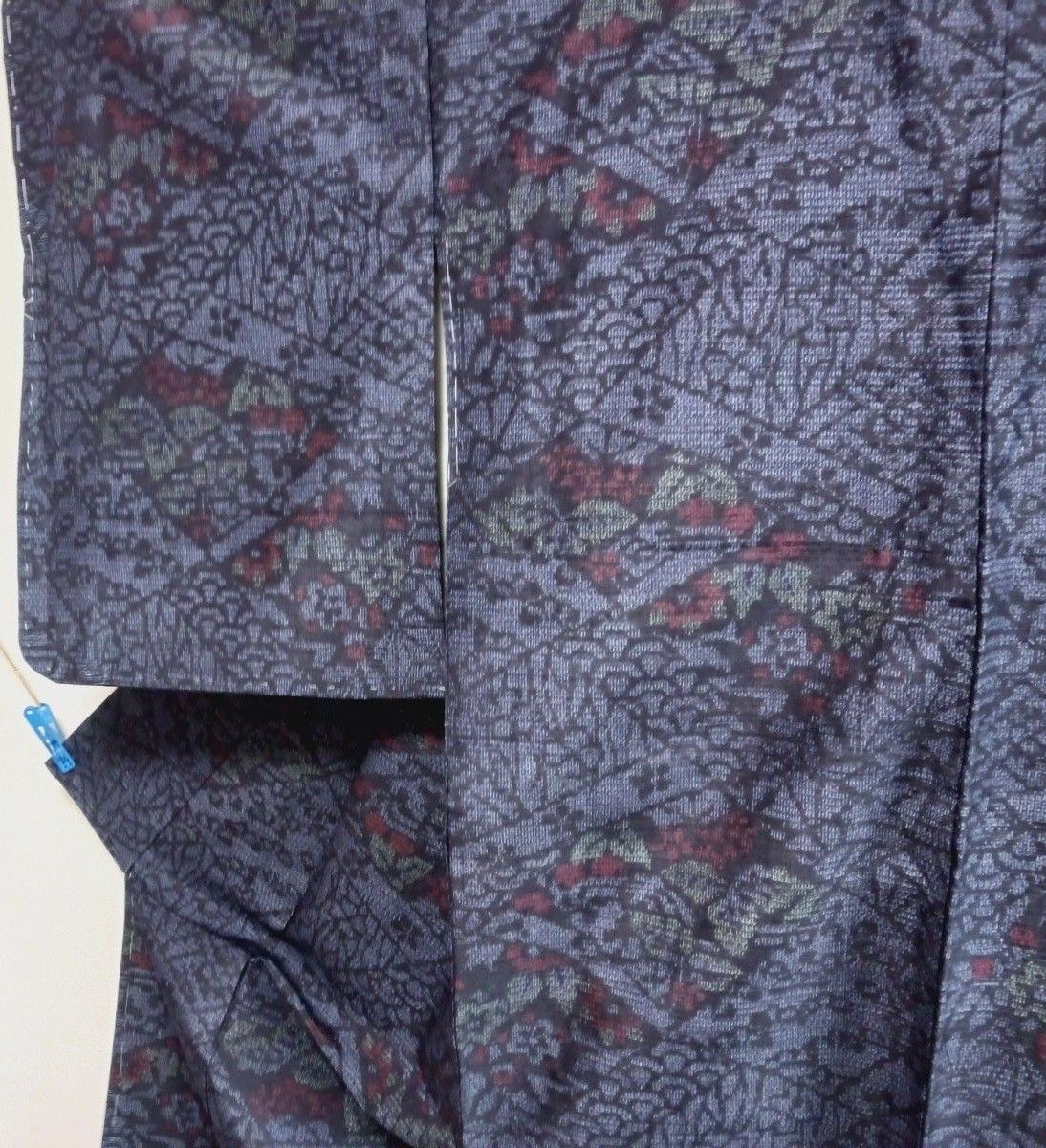 結城紬 正絹 未使用しつけ糸付100亀甲、和柄正絹袋帯セット