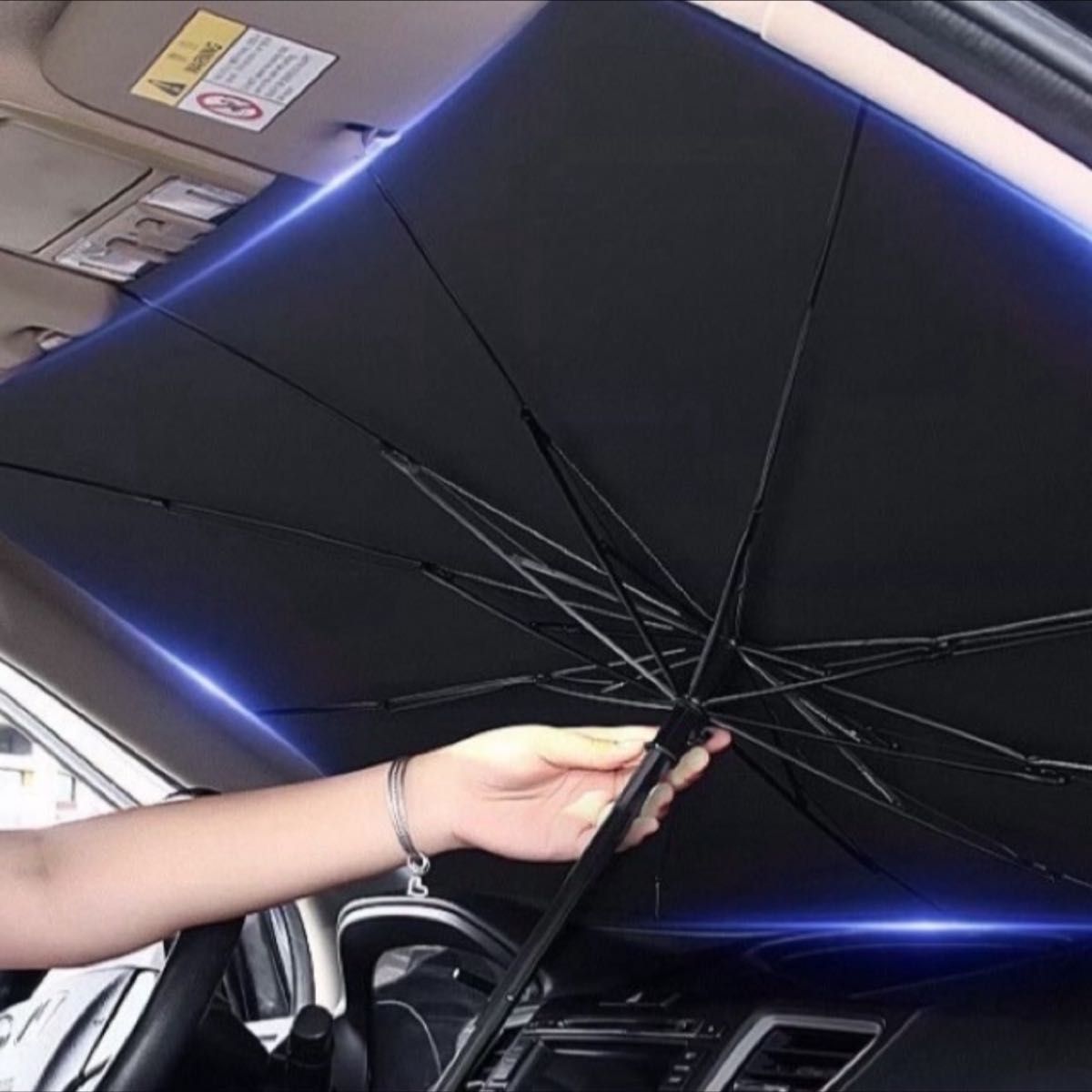 サンシェード 傘式 S 車用 コンパクト フロント 遮光 断熱 折りたたみ　サンシェイド 日除け 紫外線　簡単装着　UVカット