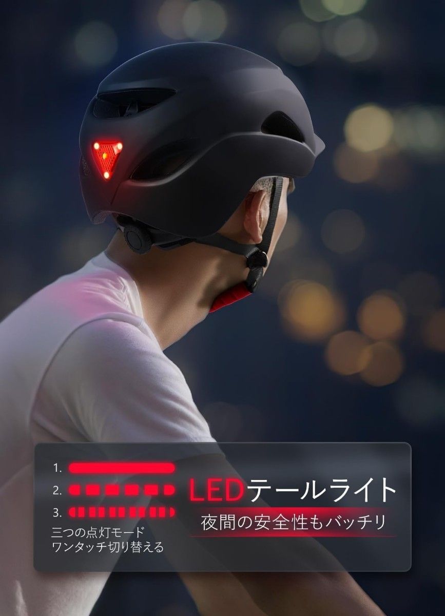 ヘルメット 自転車用ヘルメット LEDライト付き 通勤 通学 2023新登場