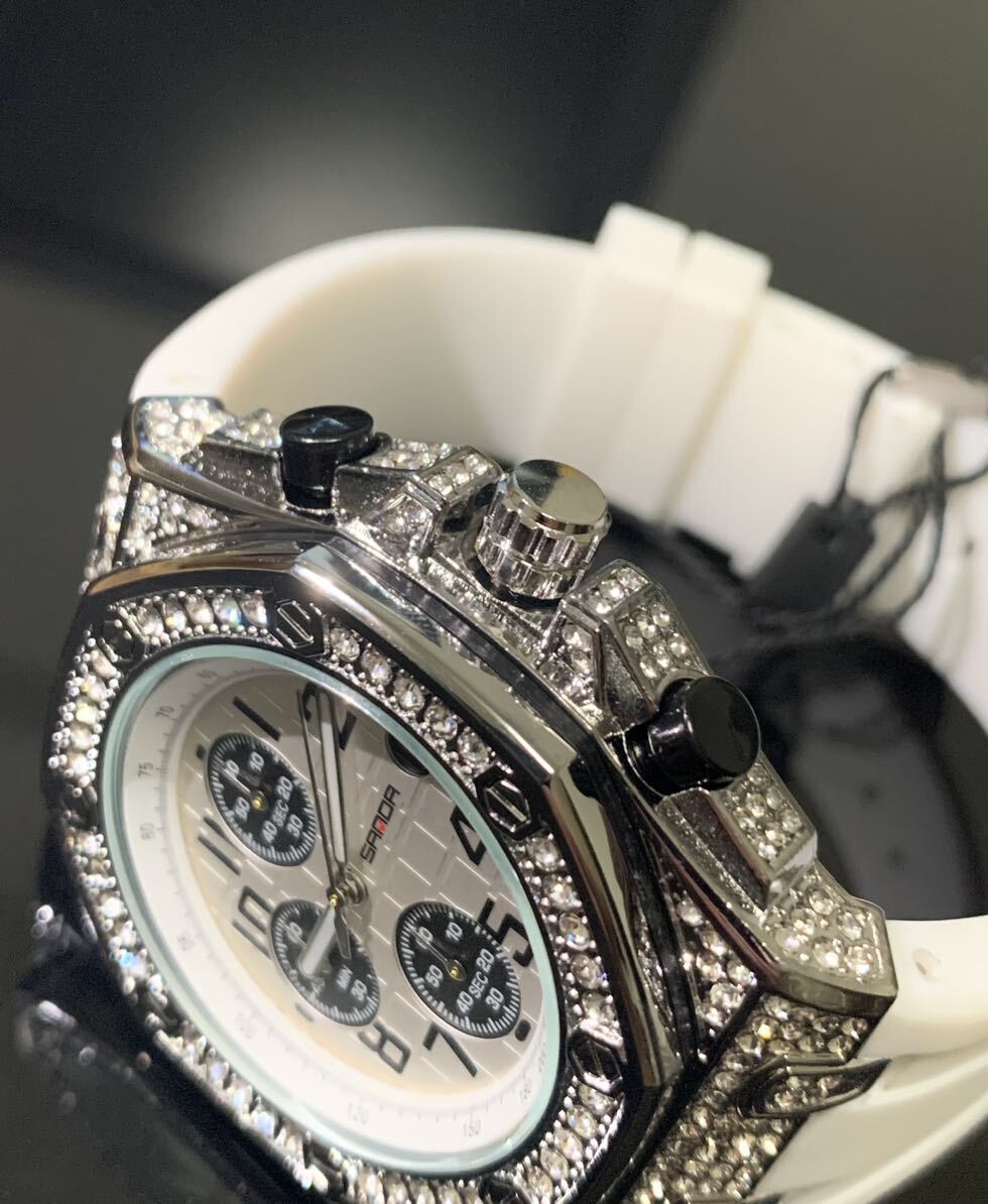 大谷翔平 結婚セールメンズ腕時計 ウブロオマージュ ジルコニア  防水腕時計 カレンダー クロノグラフ 黒文字盤 スーツ A2121mの画像6