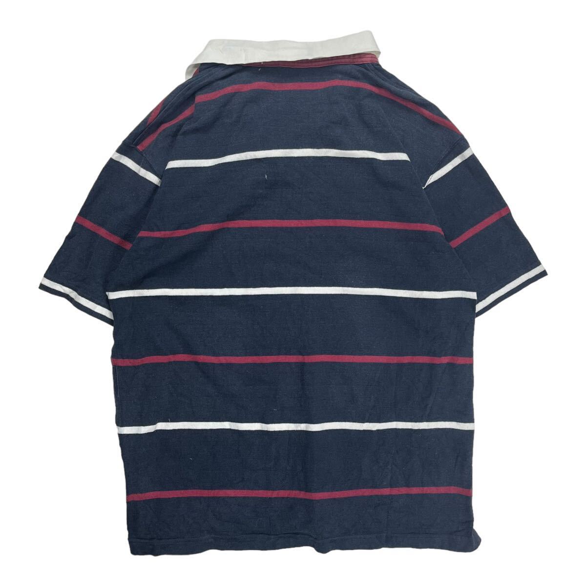 CANTERBURY カンタベリー ラガーシャツ 半袖 ポロシャツ ボーダー ネイビー/レッド/ホワイト L ラグビーの画像2
