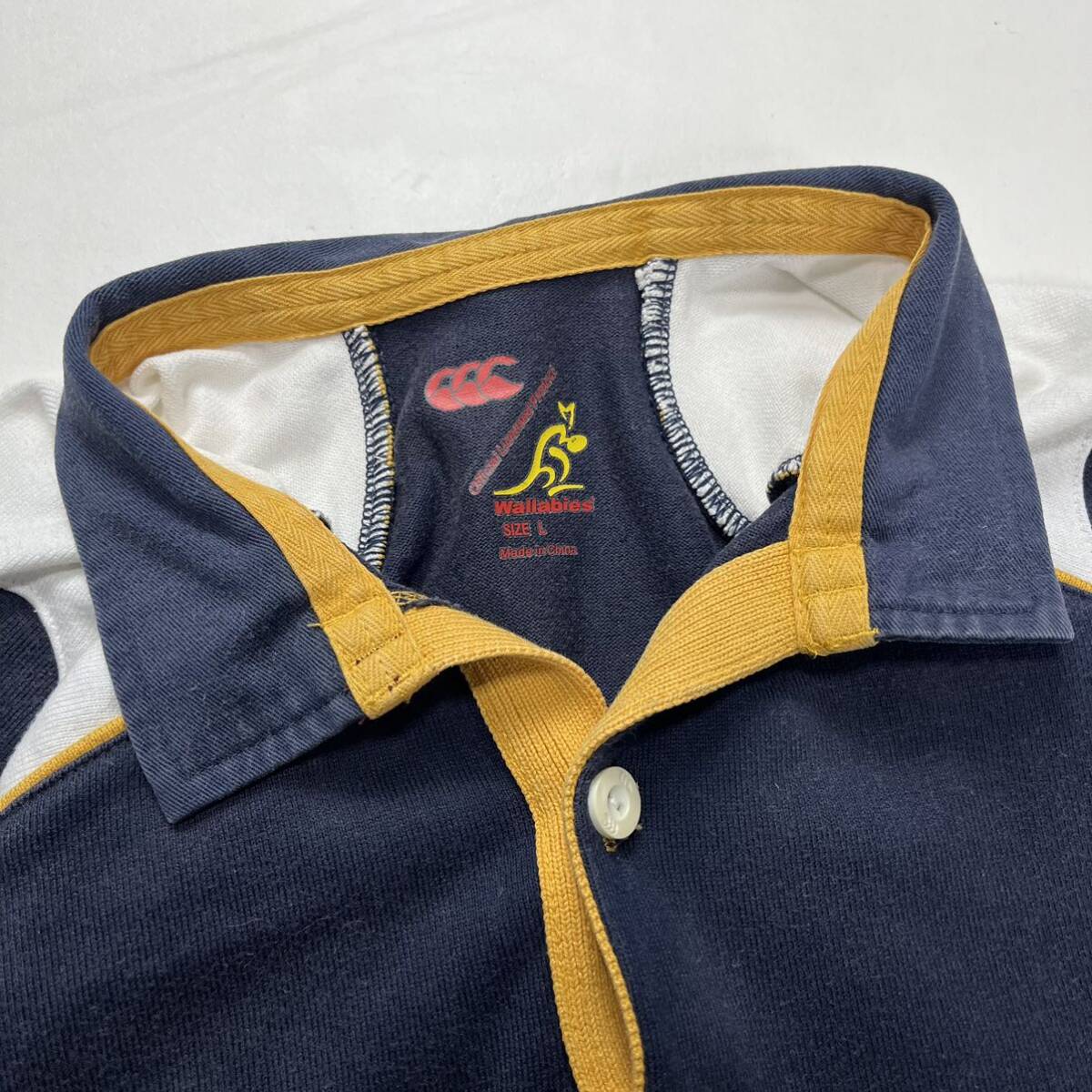 CANTERBURY ワラビーズ カンタベリー オーストラリア代表 ラガーシャツ 半袖 ポロシャツ ネイビー L ラグビーの画像4