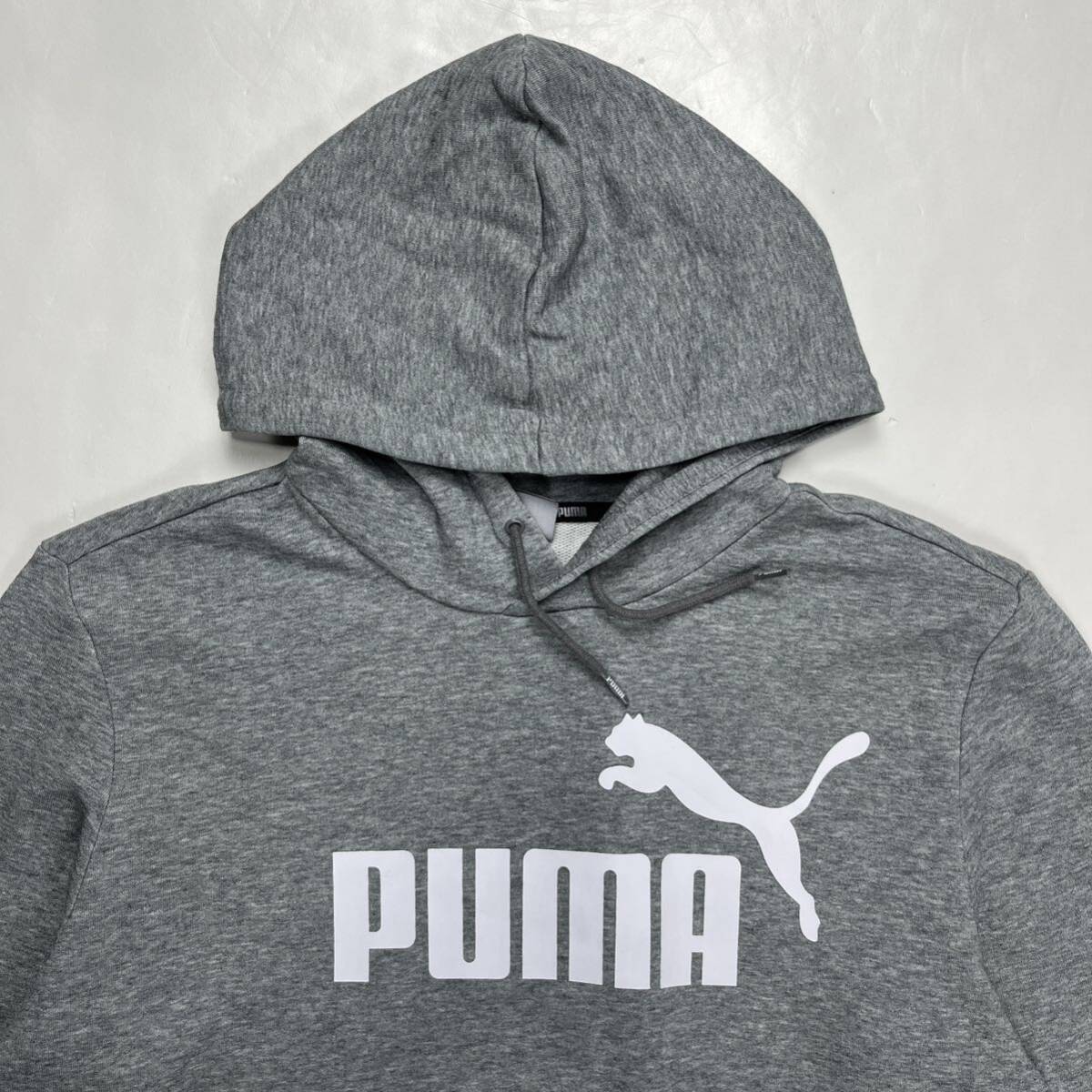 PUMA プーマ フード パーカー ロゴプリント グレー L_画像3