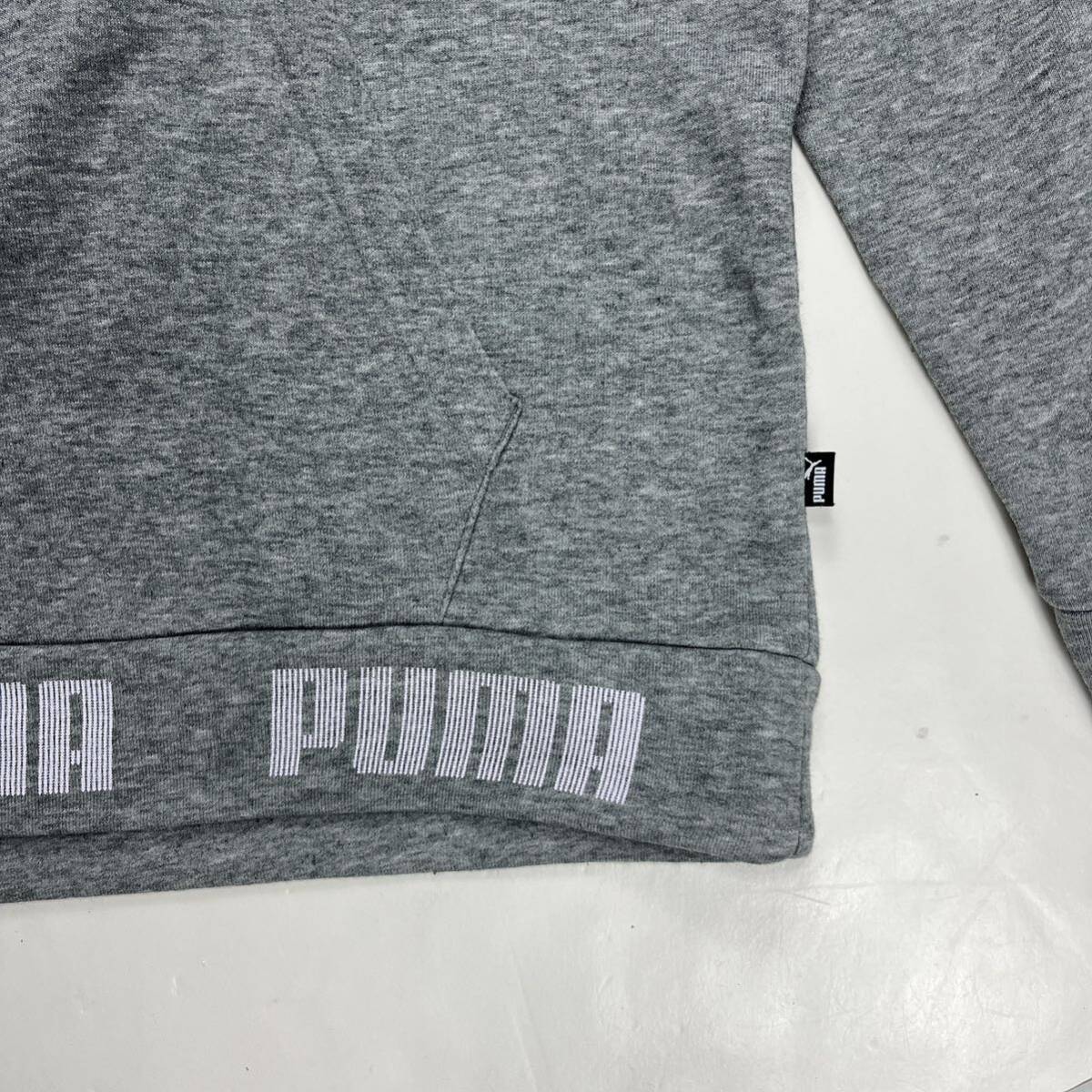 PUMA プーマ フード パーカー ロゴプリント グレー L_画像4