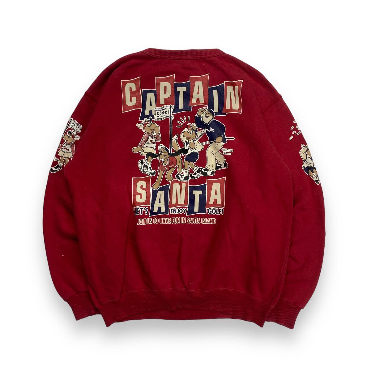 CAPTAIN SANTA キャプテンサンタ イラストプリント スウェット トレーナー レッド M 日本製の画像2