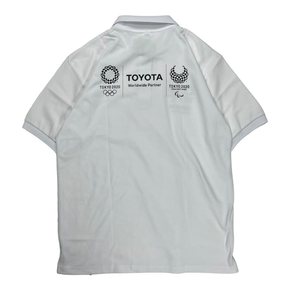 TOYOTA トヨタ 東京オリンピック2020 半袖ポロシャツ ユニフォーム メッシュ ホワイト XL_画像2