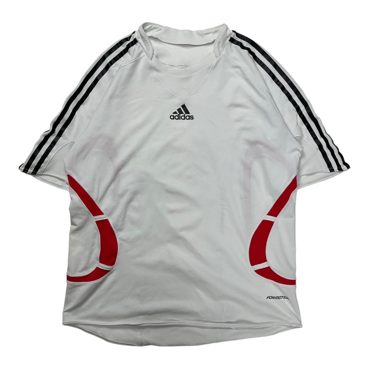 adidas アディダス ゲームシャツ プラクティスシャツ スポーツウェア パフォーマンスロゴ ホワイト/レッド/ブラック Lの画像1