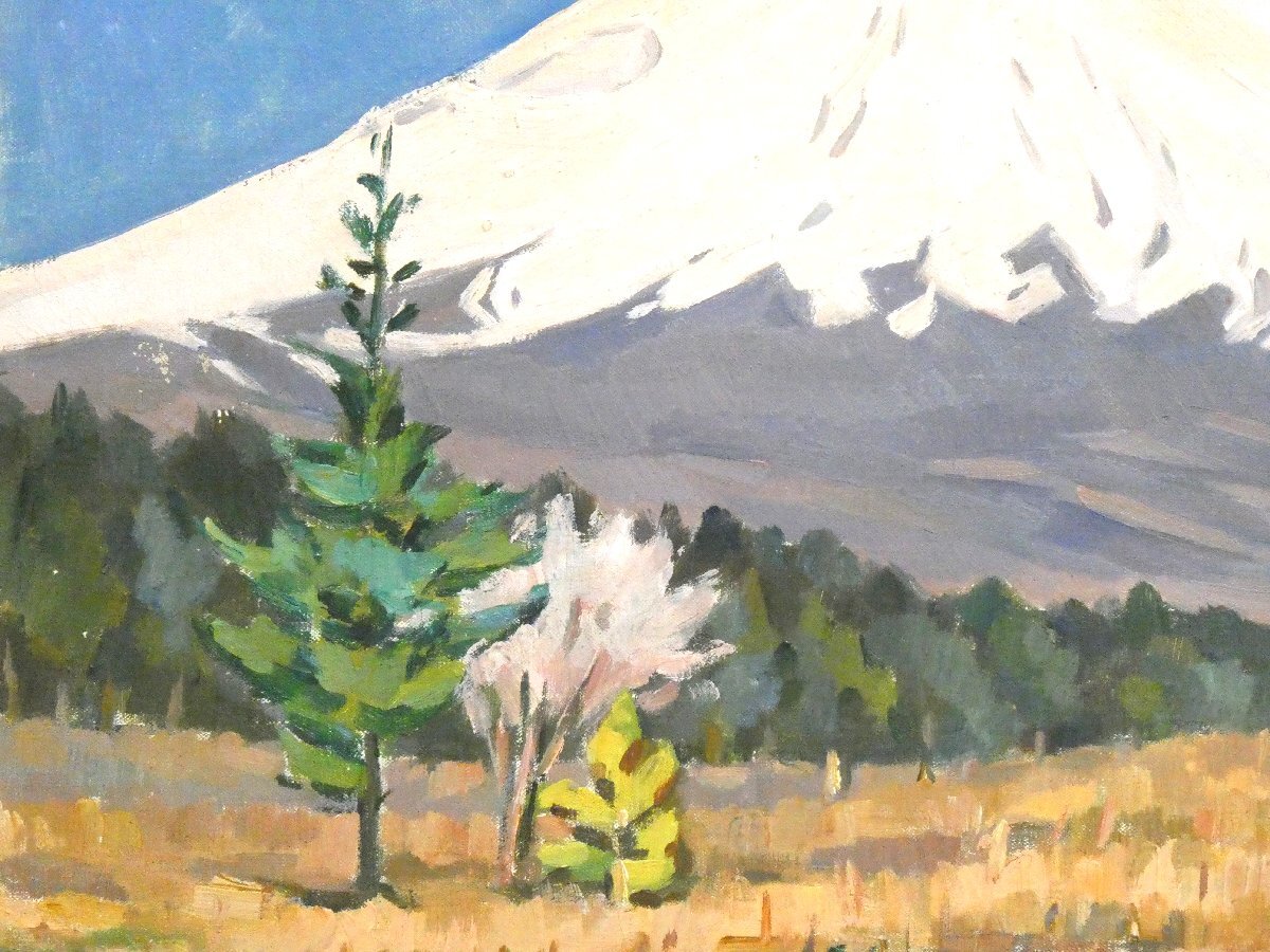 .[ genuine work ]. wistaria ..[ Fuji ] oil painting 10 number autograph have Saitama .. Japan modern times Western films .. . Takumi f.u The n. Mt Fuji autograph one point thing [ guarantee Lee .]