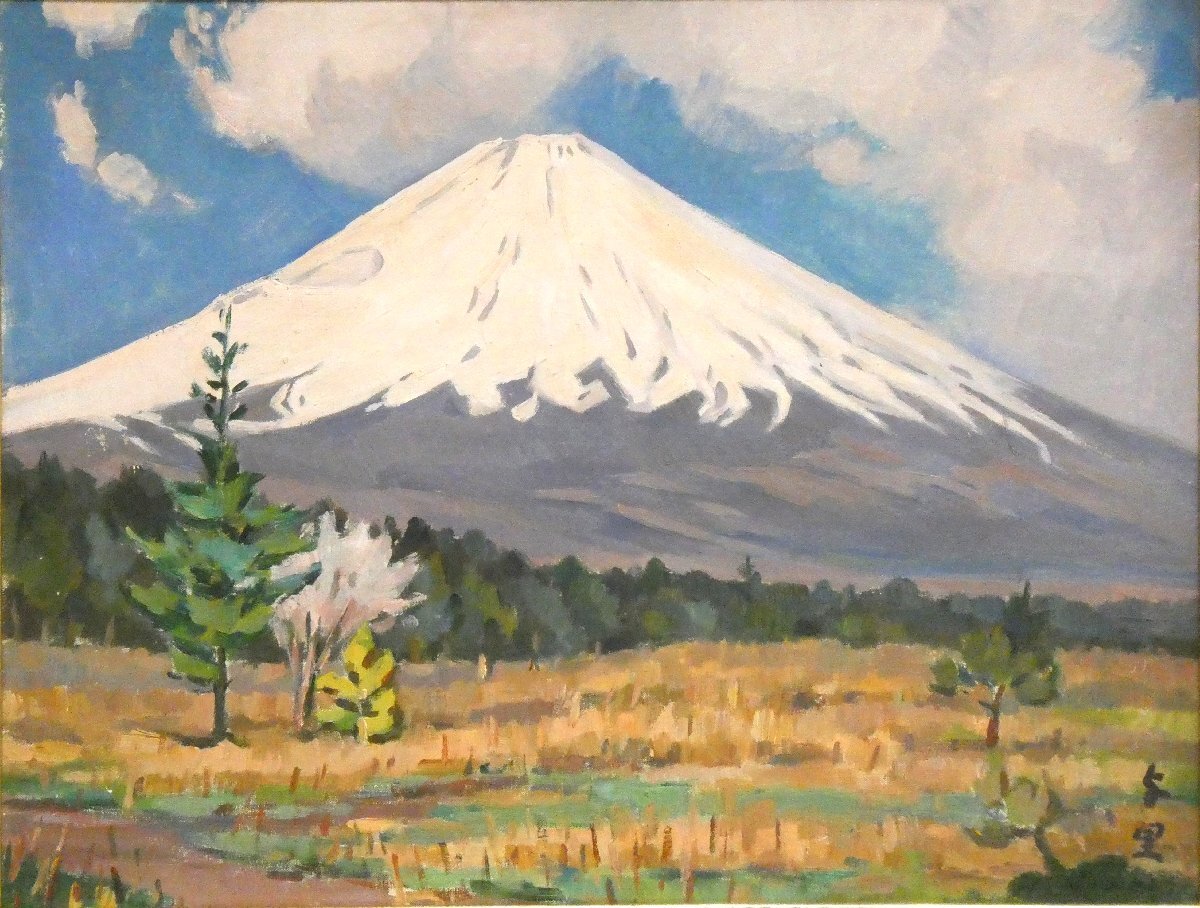 .[ genuine work ]. wistaria ..[ Fuji ] oil painting 10 number autograph have Saitama .. Japan modern times Western films .. . Takumi f.u The n. Mt Fuji autograph one point thing [ guarantee Lee .]