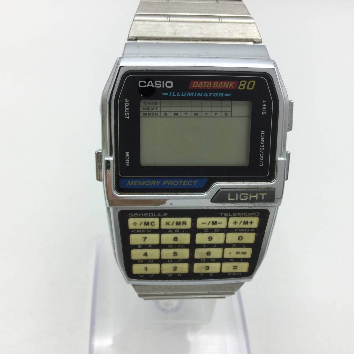 O7◇【QZ/不動品】CASIO カシオ DATABANK データバンク80 DBC-810 クォーツ デジタル メンズ腕時計 純正ベルト 現状品 ◇の画像4