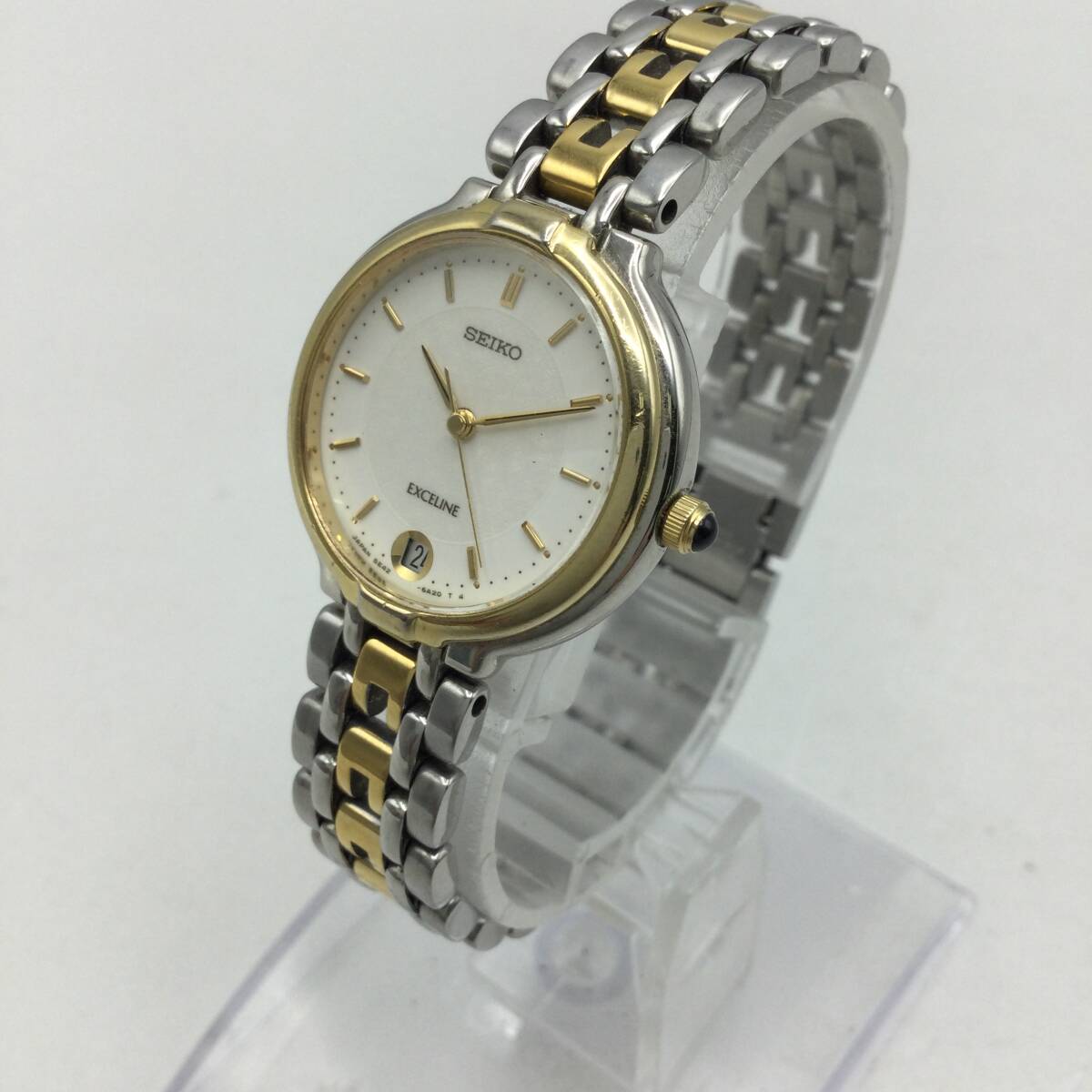 D37◇【QZ/不動品】SEIKO セイコー EXCELINE エクセリーヌ 5E42-6A30 デイト ラウンド ※カレンダーズレあり レディース腕時計 現状品 ◇_画像2