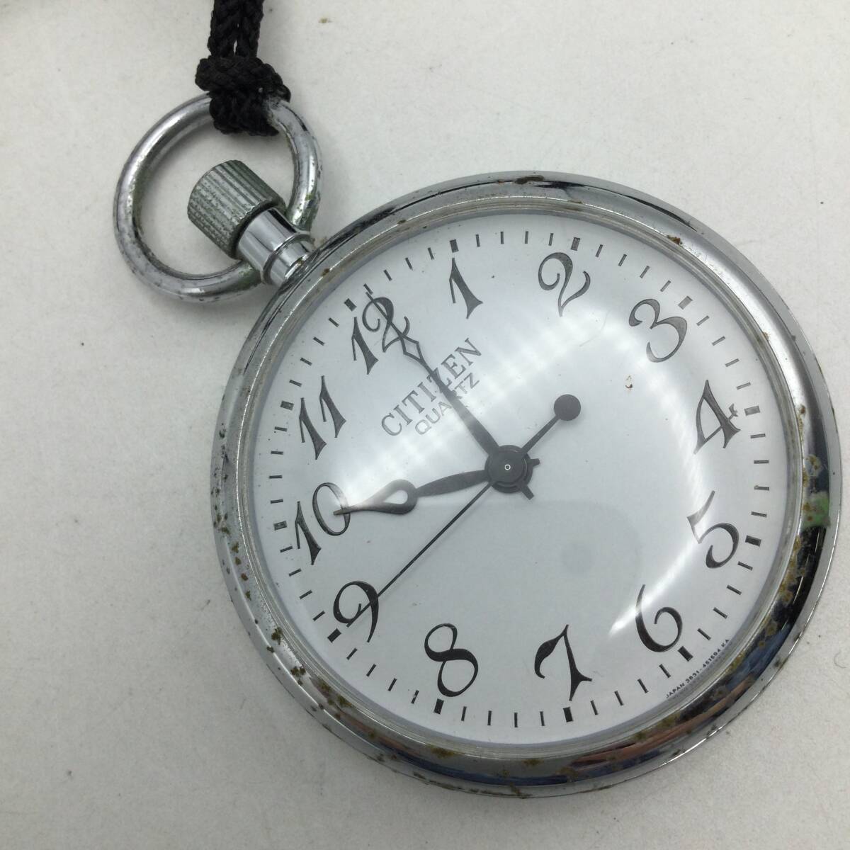 O63*[QZ/ immovable ] Citizen pocket watch Tohoku * on . Shinkansen Ueno station opening memory 1985 year reverse side cover stamp pocket watch present condition goods *