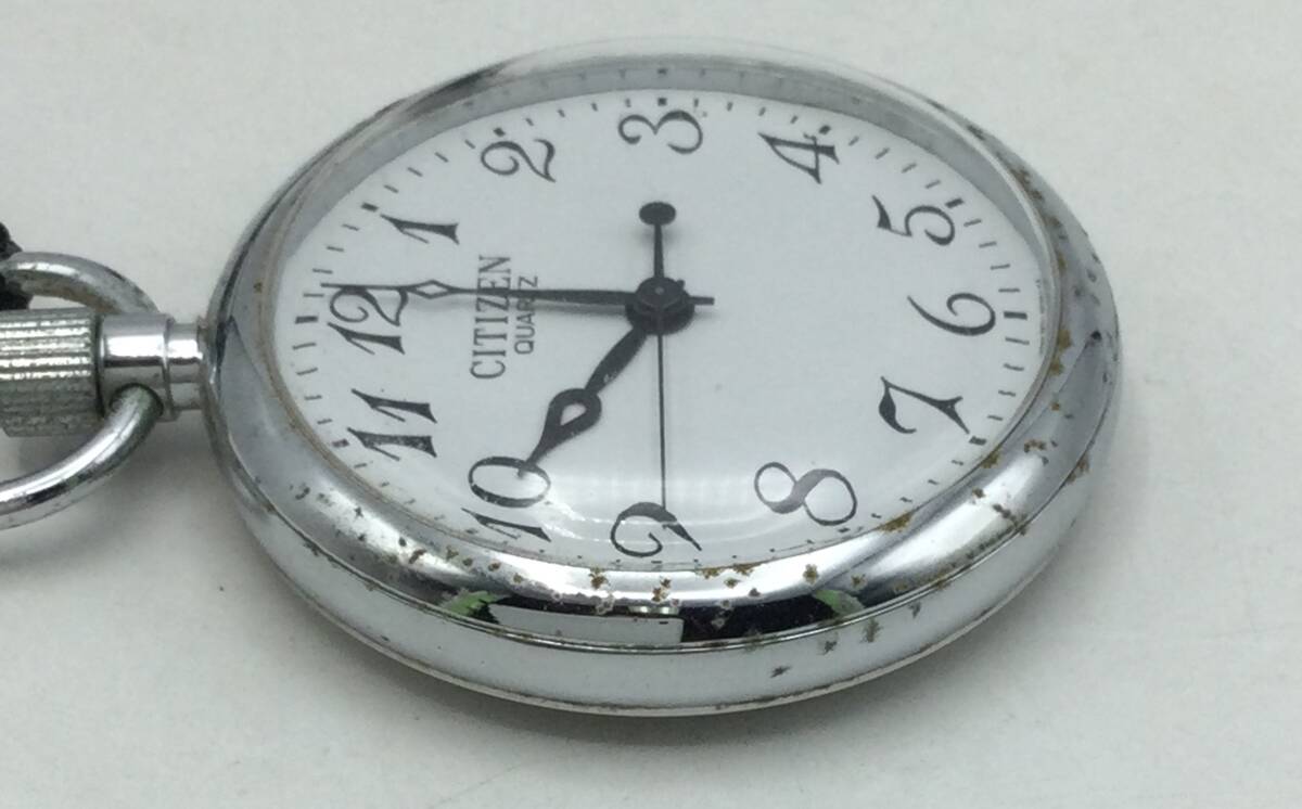 O63*[QZ/ immovable ] Citizen pocket watch Tohoku * on . Shinkansen Ueno station opening memory 1985 year reverse side cover stamp pocket watch present condition goods *