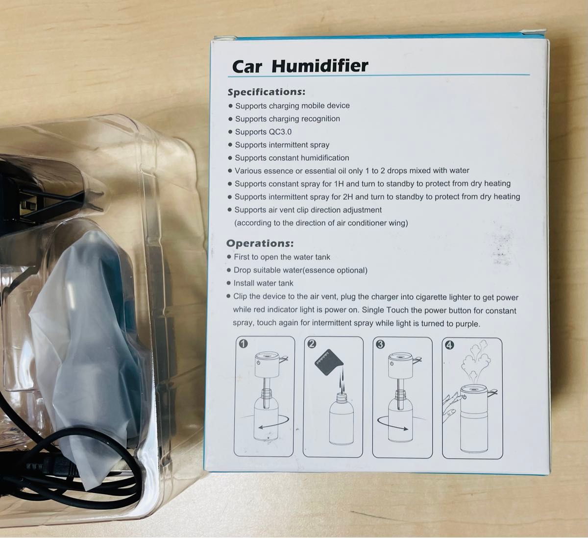 自動車　加湿器　空気浄化　ディフューザー　USB アクセサリー　アロマアロマセラピー　花粉　