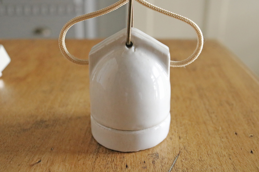 フランス ビンテージ オフ白コード 陶器 ペンダント ランプ 吊下 ライト Q*/照明 カフェ イギリス レトロ 店舗 アトリエ アンティーク FT_画像10