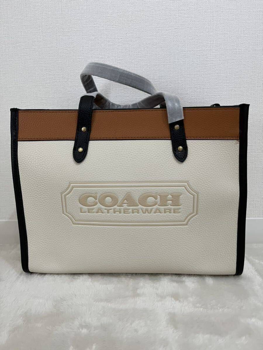 COACH C0777トートバッグ ショルダーバッグ ホワイト ブラウン レディース コーチ _画像1