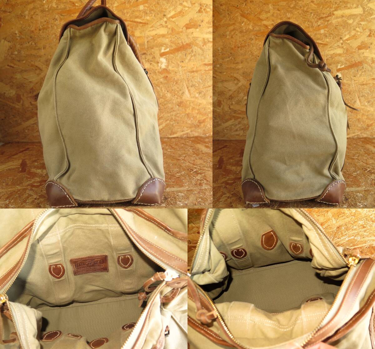 新品☆名作 RRL HICKS CANVAS OVERNIGHTBAG ダブルアールエル RALPH LAUREN タンニン鞣しレザー ボストンバッグ TALON キャンバス バッグ_画像4