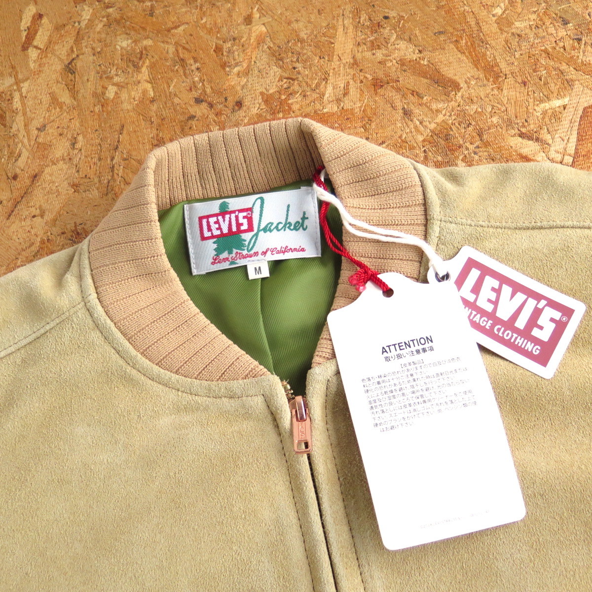 新品☆本物 定価15万円 イタリア製 LEVI'S VINTAGE CLOTHING LOOSE SUEDE BOMBER JACKET リーバイス ヴィンテージ M スエード ジャケット_画像6