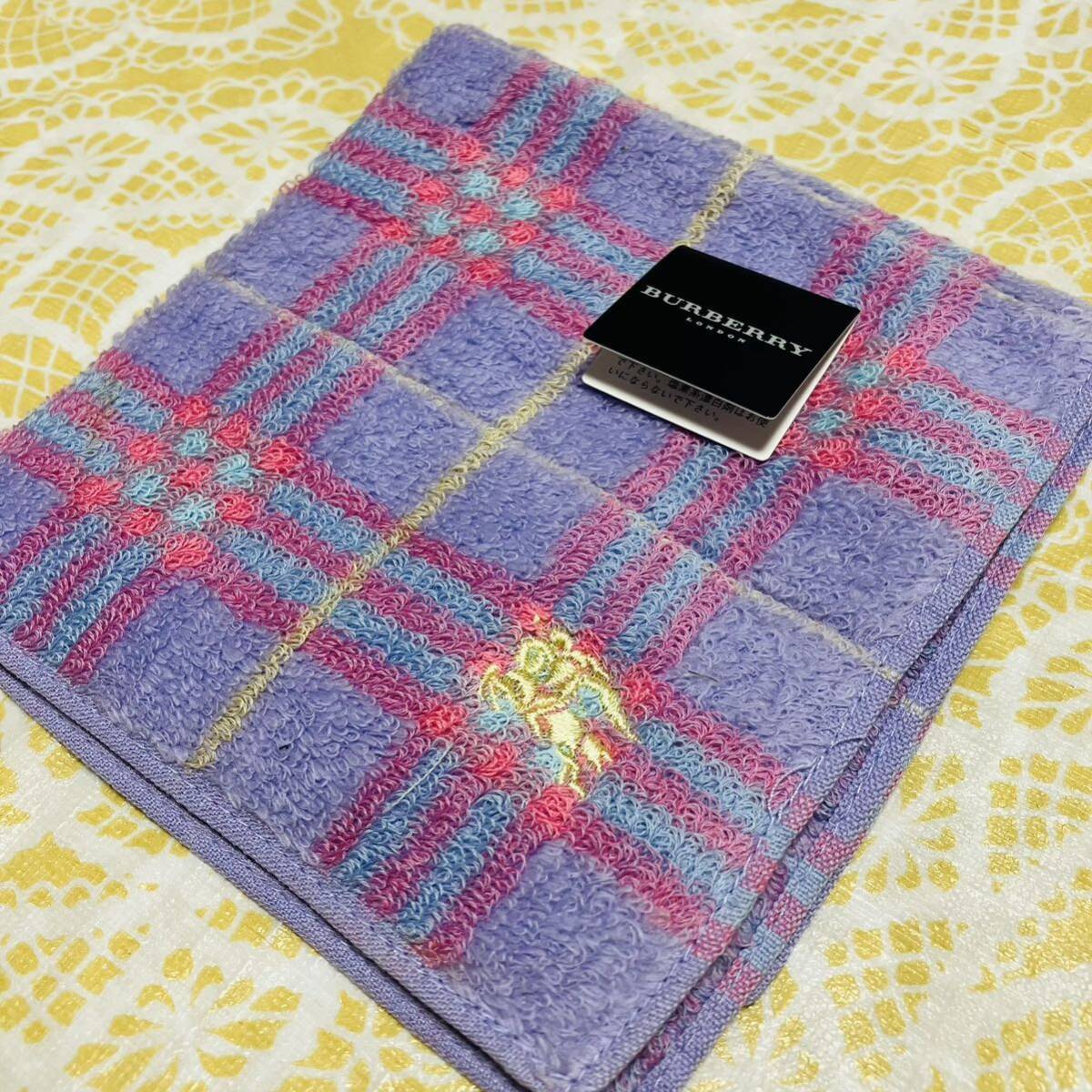 【人気柄】新品/BURBERRY/タオルハンカチ/正規品/バーバリー/綿100%/未使用/即決/匿名発送/ノバチェック/ハンドタオル/ブランド/紫/黄色_画像1