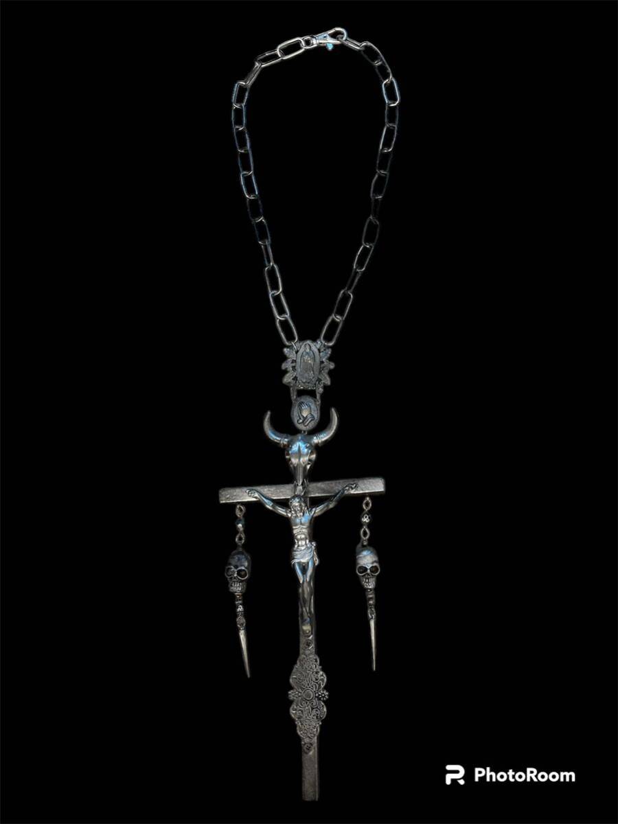 JＰG/ vintage Collection sample BUFFALO scull cross necklace GAULTIER _画像5