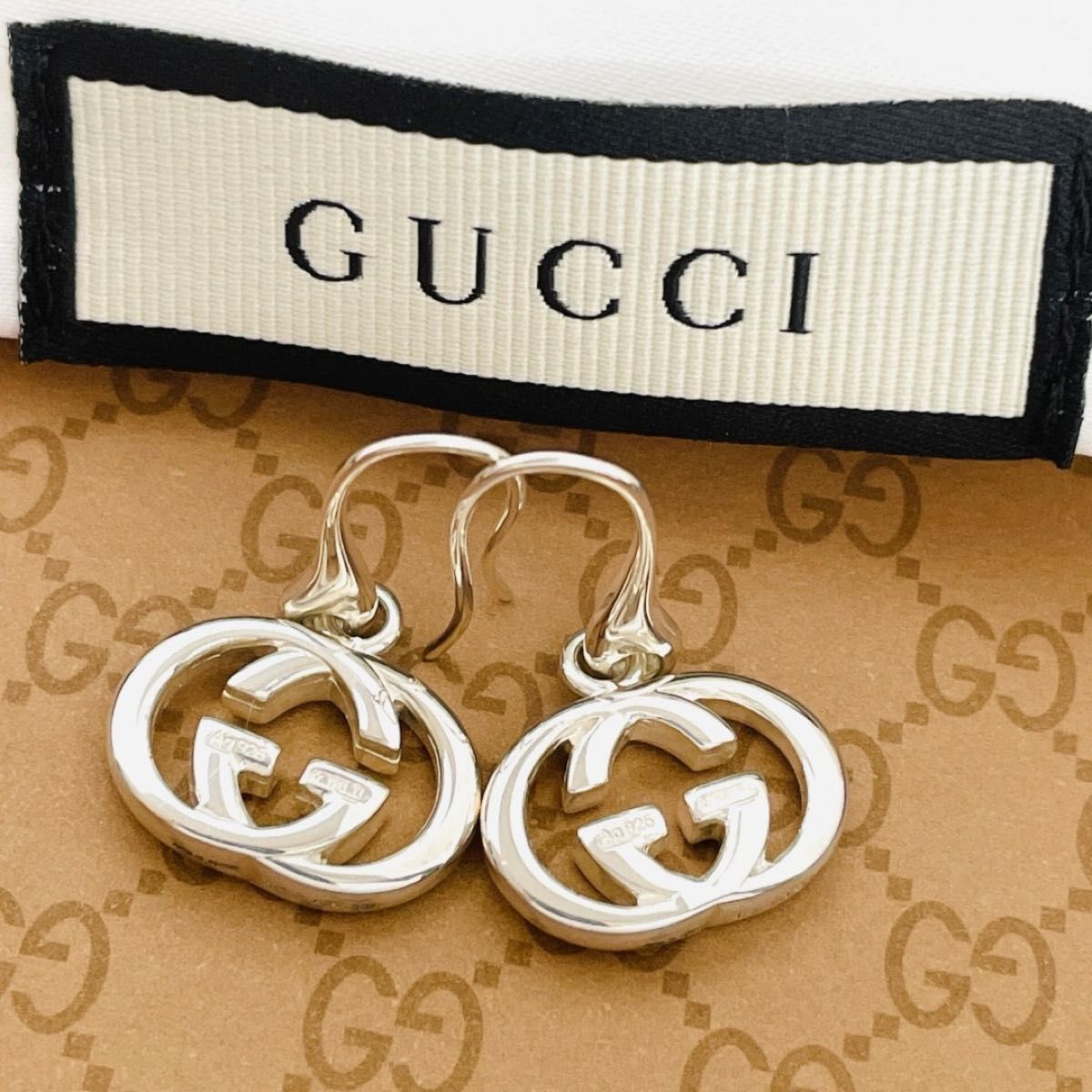 超美品☆GUCCI グッチ インターロッキングG フック ピアス スターリングシルバー SV925 アクセサリー ジュエリー 両耳