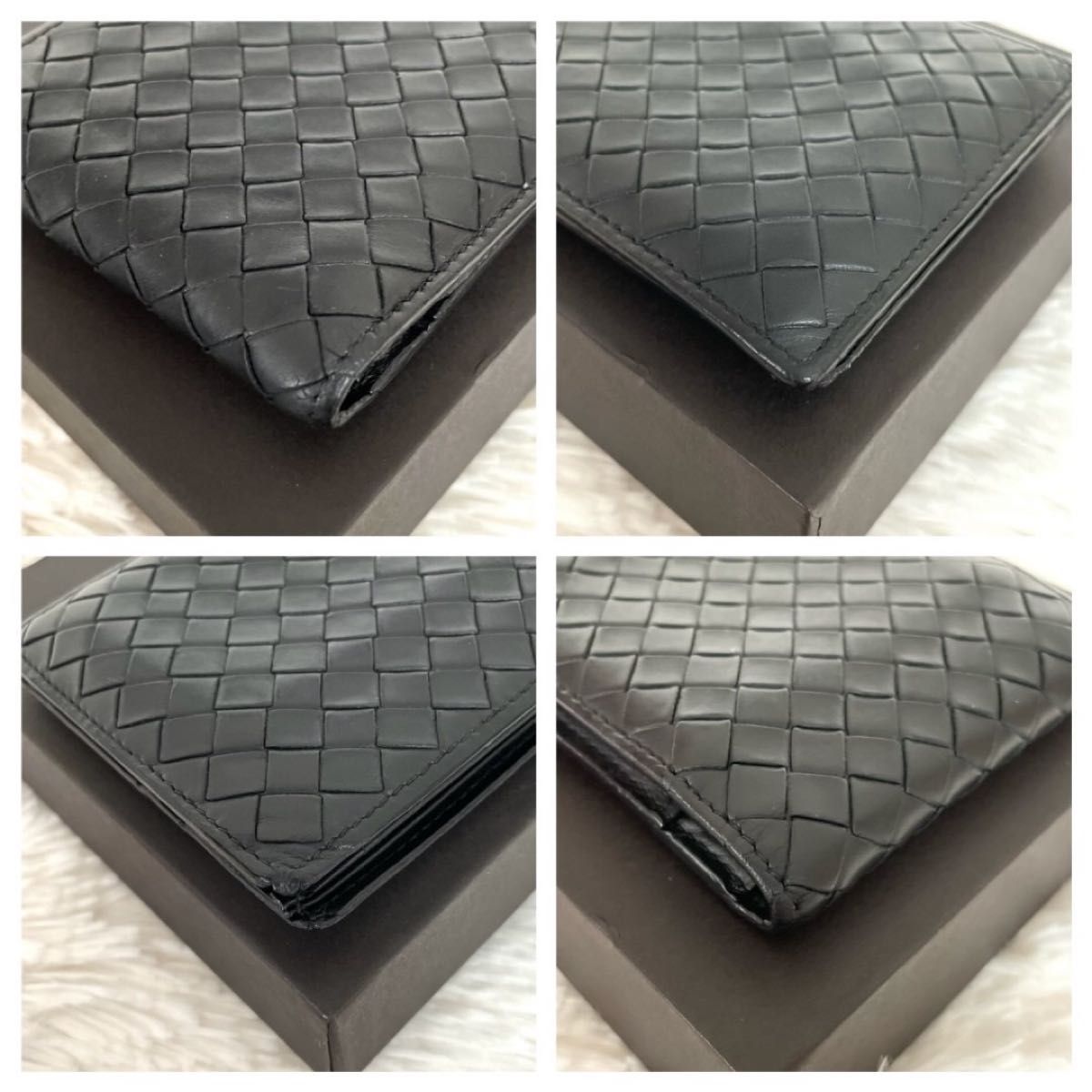 美品★BOTTEGA VENETA ボッテガヴェネタ イントレチャート 折り財布 ブラック コンパクト ウォレット コインケース 美品★BOTTEGA VENETA ボッテガヴェネタ イントレチャート 折り財布 ブラック コンパクト ウォレット コインケース