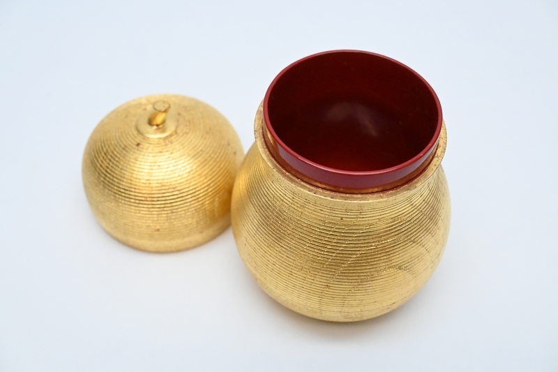 金瓢箪 茶入れ ■ 棗 内朱塗 金瓢 ■ 茶道具 天然木 メーカー不明 №9753 ■　_画像6