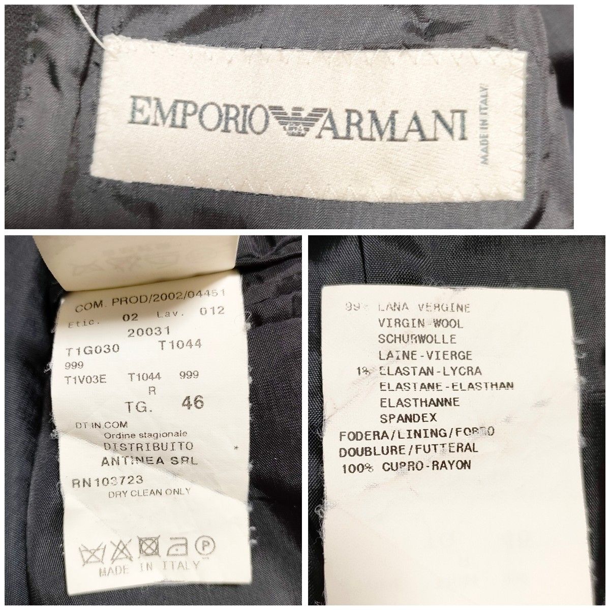 EMPORIO ARMANI　エンポリオアルマーニ　スーツ　セットアップ　無地　ビジネス　フォーマル　黒　ブラック　メンズ
