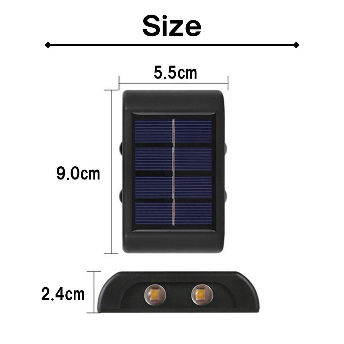 LEDソーラーライト 白色４灯 太陽光発電 ソーラーパネル 夜間自動点灯 上下発光 屋外 壁 防塵 防水 玄関 庭 送料無料