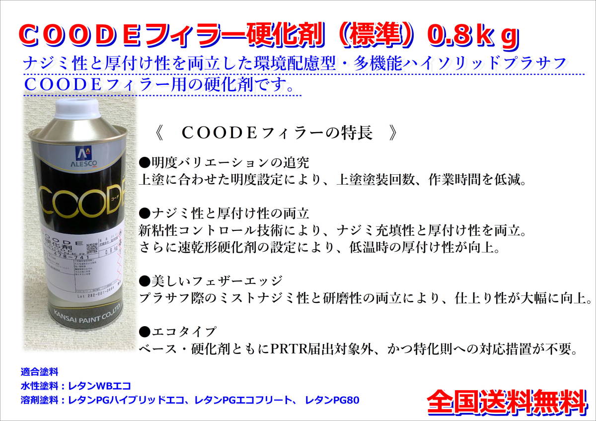 (在庫あり) 関西ペイント コーデフィラー 硬化剤（標準） 0.8Kｇ 自動車 鈑金 塗装 ＣＯＯＤＥ 送料無料の画像2