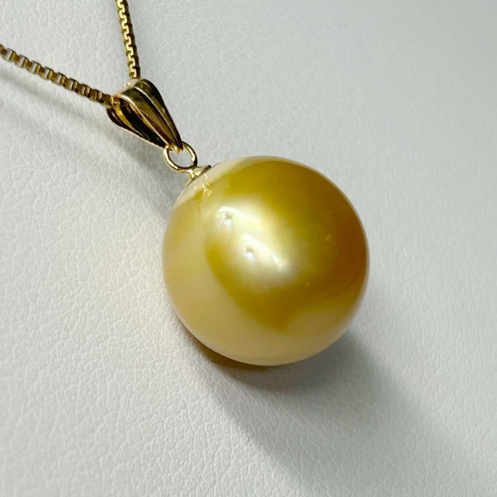 [ lustre eminent! large grain 12.5mm ]K18 natural south . pearl .. gloss eminent pendant top south . White Butterfly pearl 2.8g natural Gold pearl Pearljewelry
