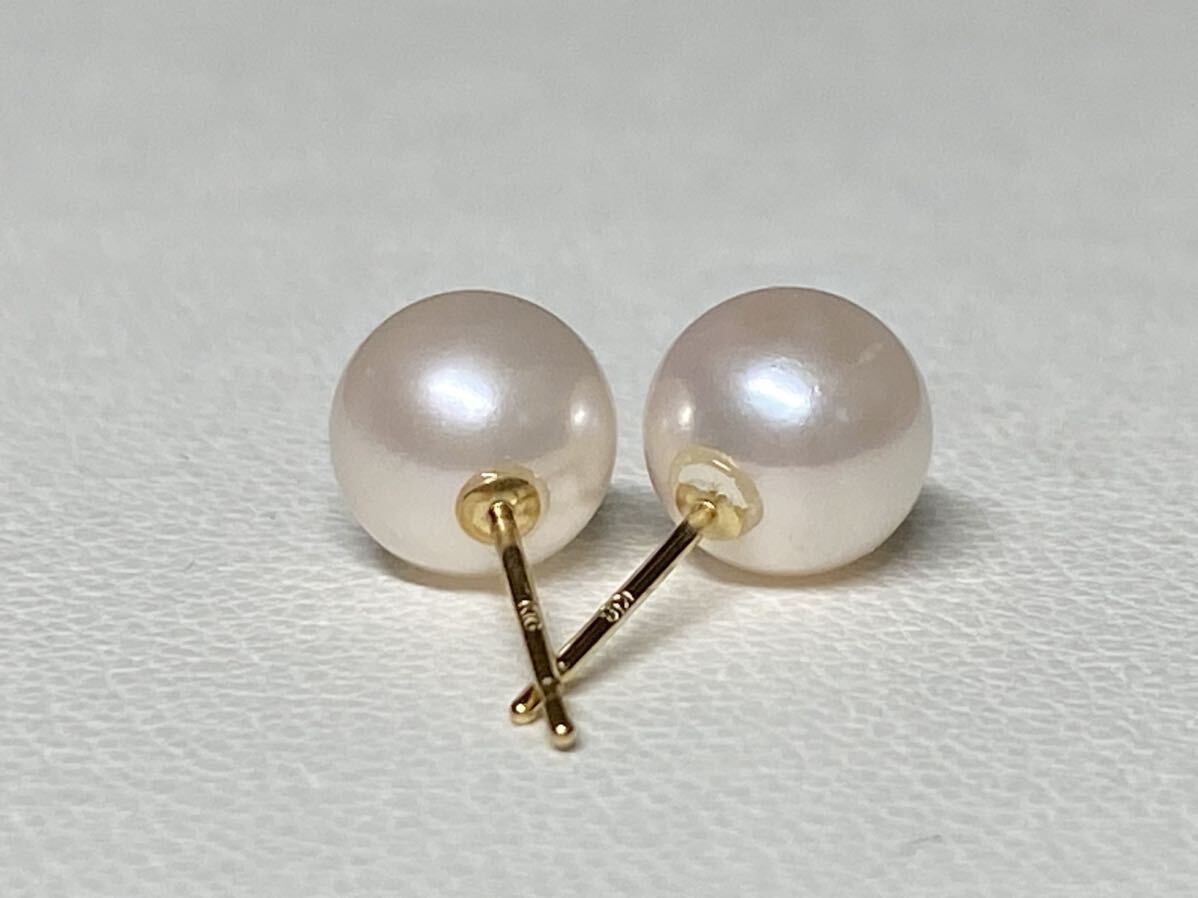 【光沢抜群！7.8mm】K18 天然 あこや真珠 照り艶抜群 1.6グラム 直結ピアス アコヤパール アコヤ真珠 pearl jewelry の画像4