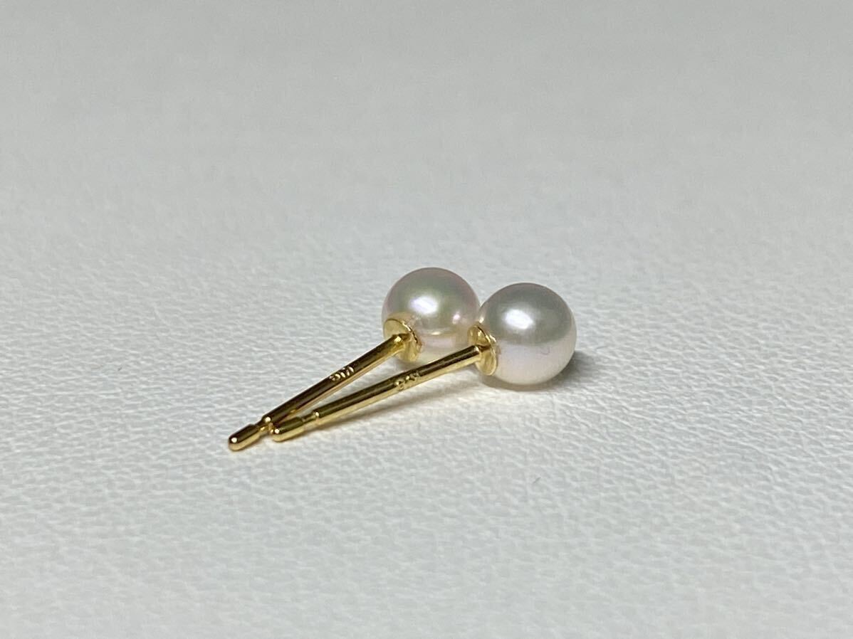 [ уникальная вещь цвет baby жемчуг 4.5mm]K18 натуральный ... жемчуг .. глянец выдающийся 0.5 грамм прямая связь серьги Akoya жемчуг Akoya жемчуг pearl jewelry