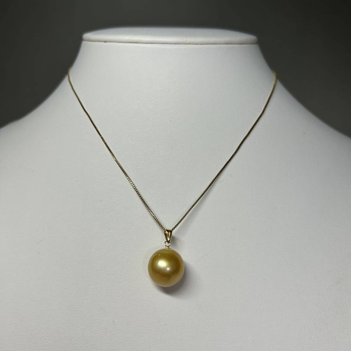 [ lustre eminent! large grain 12.5mm ]K18 natural south . pearl .. gloss eminent pendant top south . White Butterfly pearl 2.8g natural Gold pearl Pearljewelry