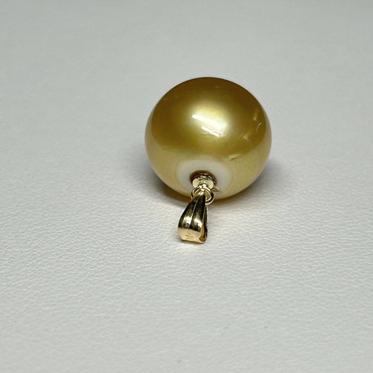 [ lustre eminent! large grain 12.5mm ]K18 natural south . pearl .. gloss eminent pendant top south . White Butterfly pearl 2.8g natural Gold pearl Pearljewelry