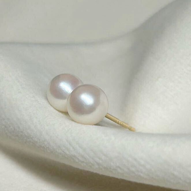 【絶品カラー 6.2mm】K18 天然 あこや真珠 照り艶抜群 1.0グラム 直結ピアス アコヤパール アコヤ真珠 pearl jewelry 