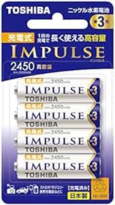 TOSHIBA ニッケル水素電池 充電式IMPULSE 高容量タイプ 単3形充電池(min.2,450mAh) 4本 TNH-3A_画像1