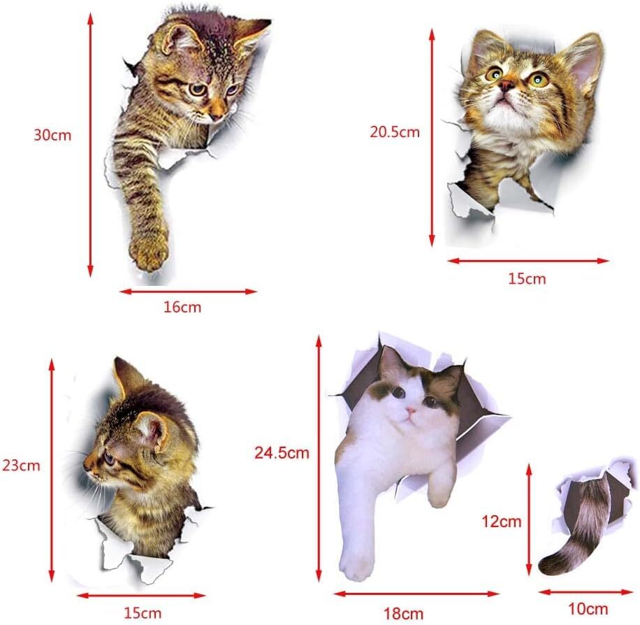 Pazi ウォールステッカー 猫 剥がせる 壁 ステッカー ねこ シール かわいい 3D 簡単 DIY 可愛い 貼ってはがせる 動_画像5