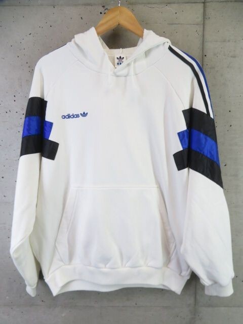 9140s7◆90sヴィンテージ◆adidas アディダス トレフォイル スエットパーカー L-O/トレーナー/ジャージジャケット/シャツ/オールドデサント_画像4