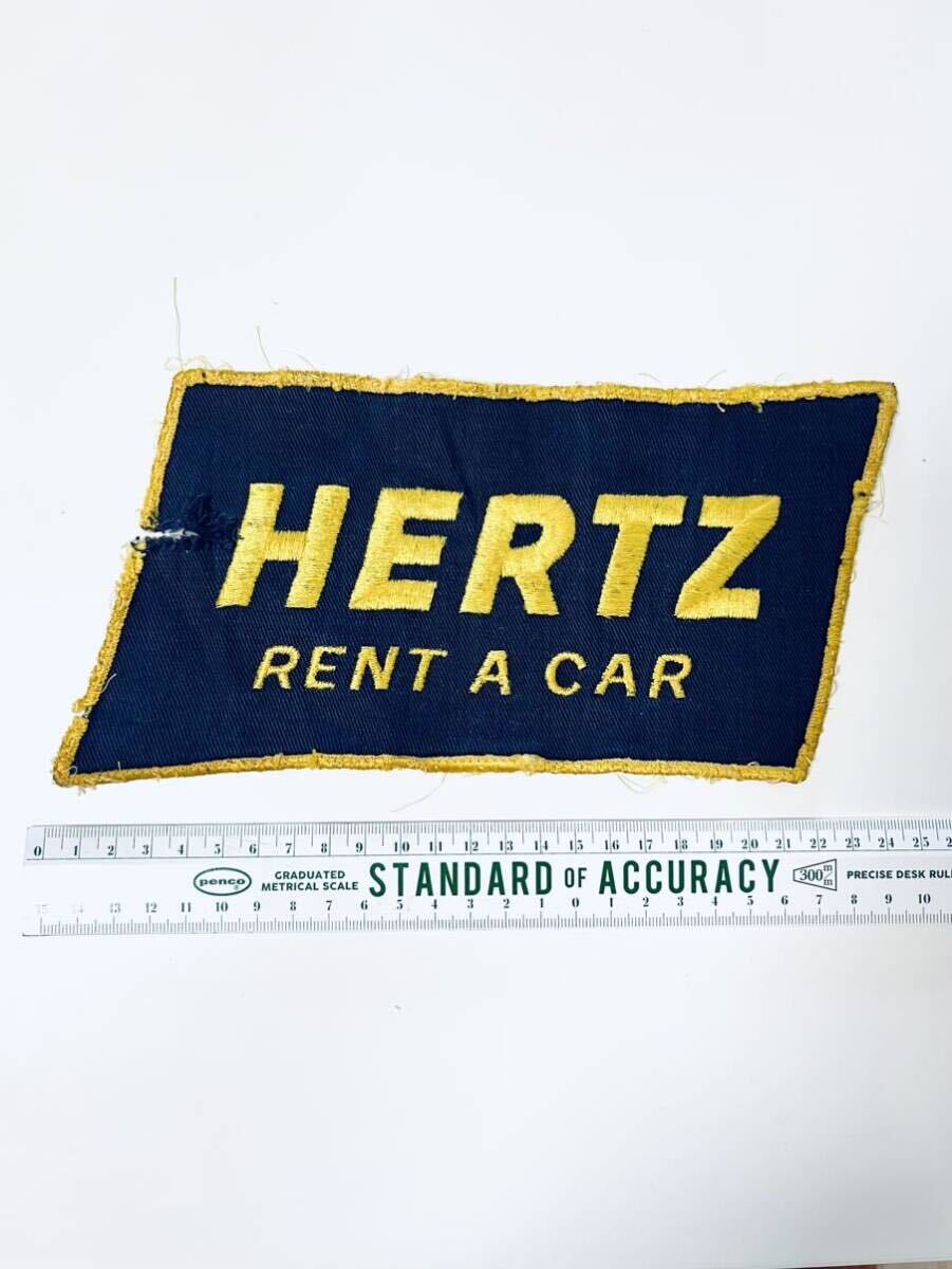 特大 希少 50s-60s HERTZ RENT A CAR 初期 旧ロゴ ワッペン ハーツレンタカー ビンテージ USA アメリカ 企業 アメ車 パッチ アップリケ_画像1