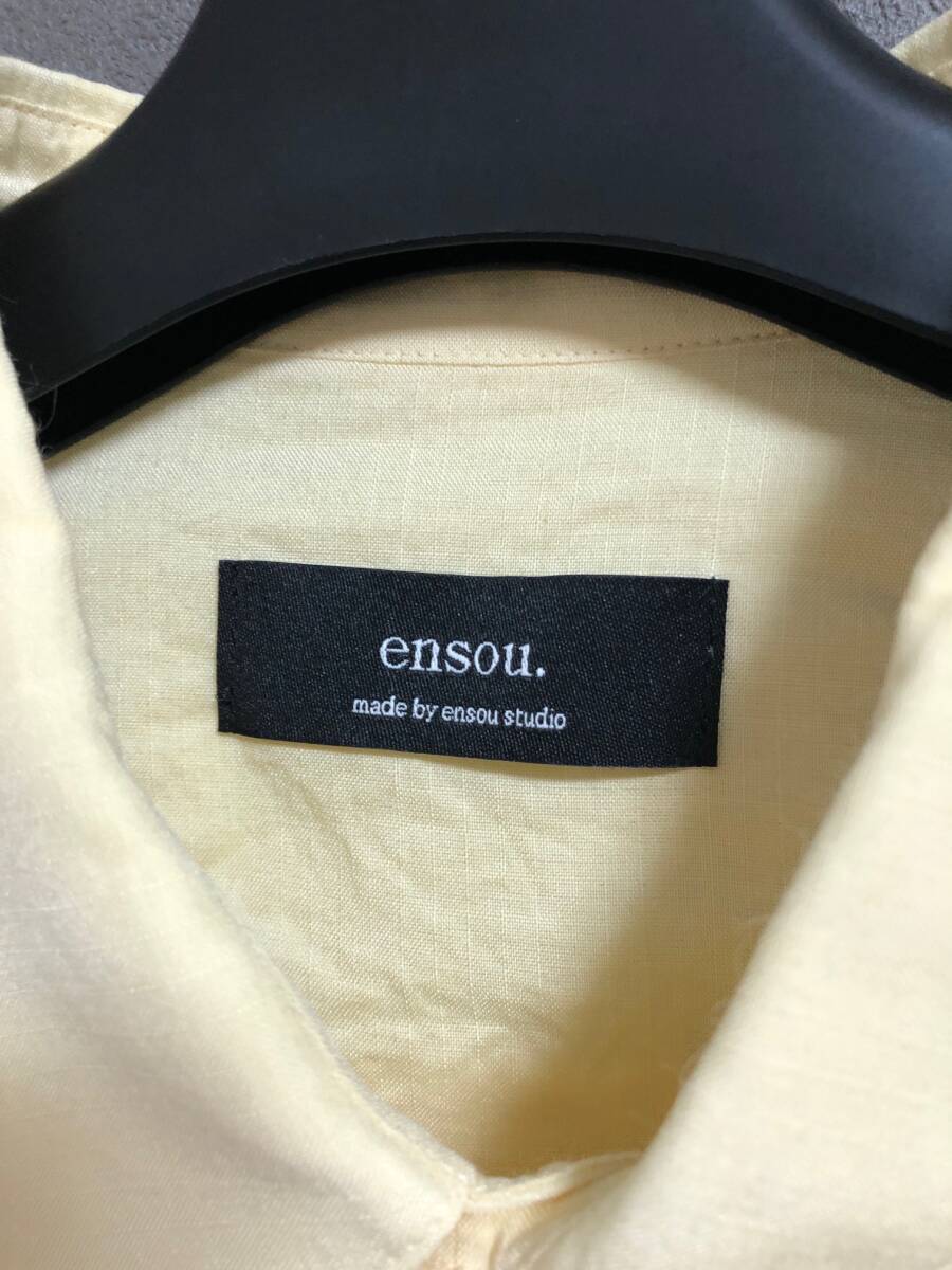 定価48400円 新品 ensou. 24SS Ribbon Shirt シルク リネン リボン シャツ エンソウ L イエロー_画像6