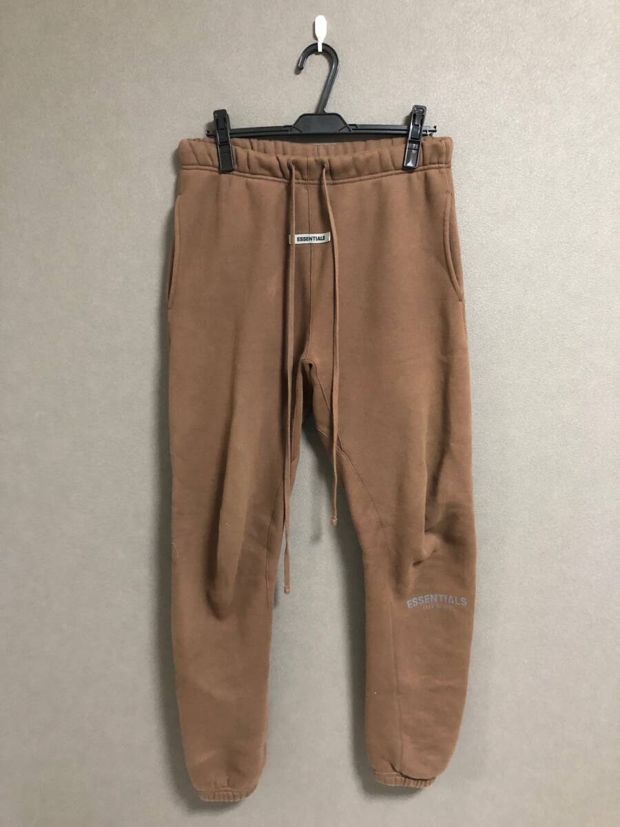 定価24200円 FOG ESSENTIALS REFLECTOR LOGO SWEATPANTS 裏起毛 リフレクター ロゴ スウェット パンツ フィアオブゴッド S ブラウン_画像2