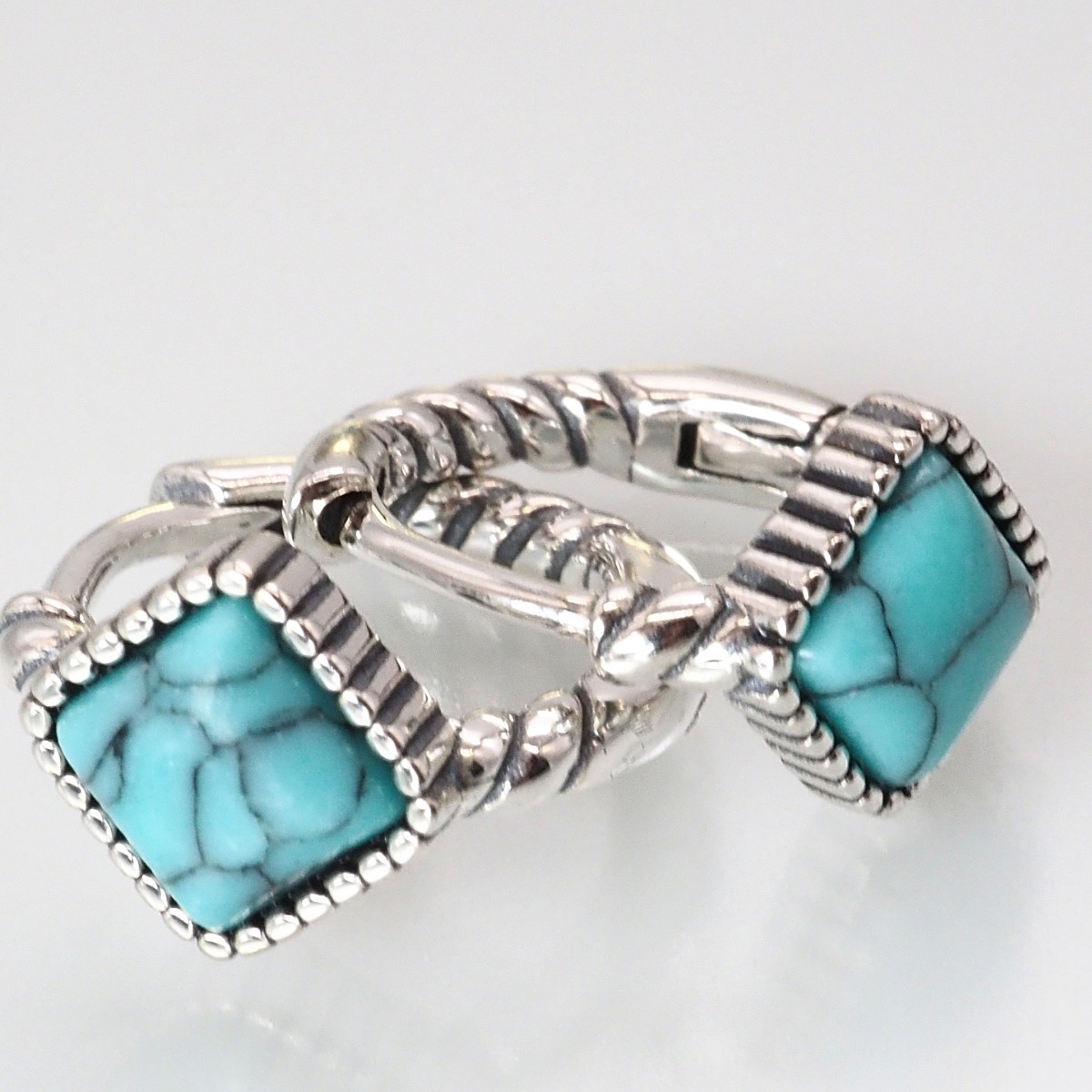  turquoise sterling silver square earrings 