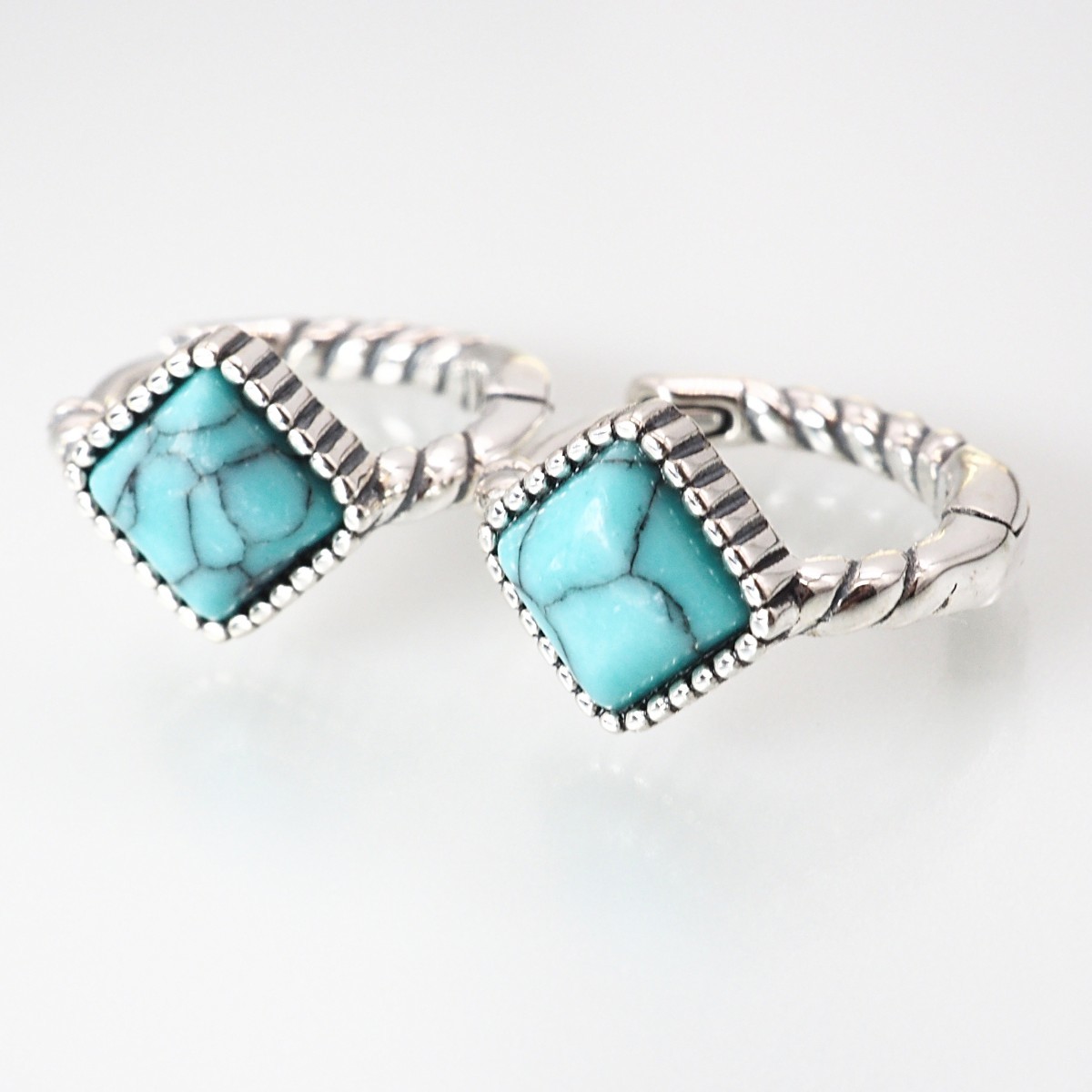  turquoise sterling silver square earrings 