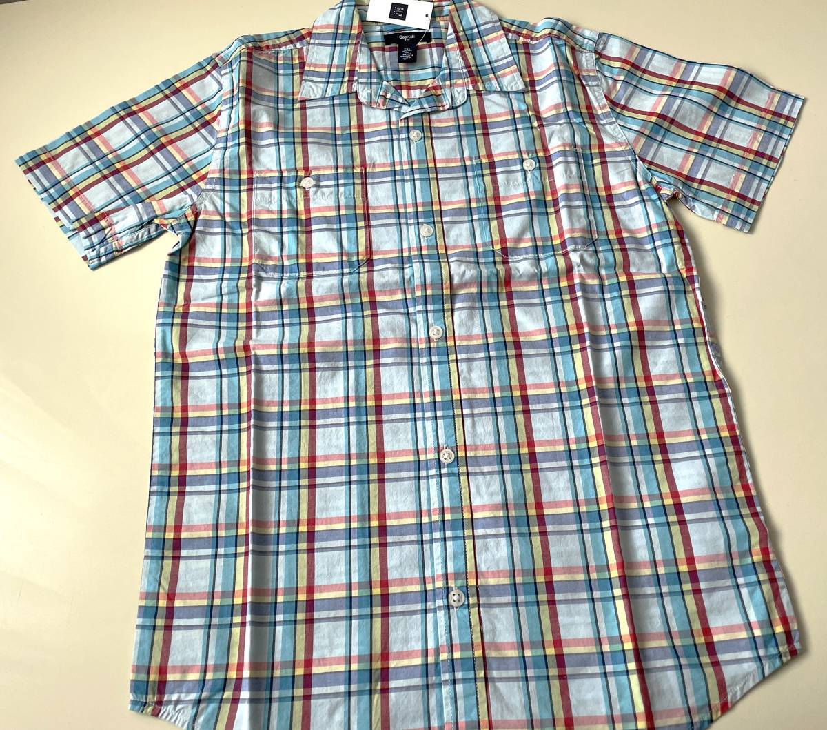 新品○GAP ギャップ 綿100% 半袖チェックシャツ XL(150)_画像2