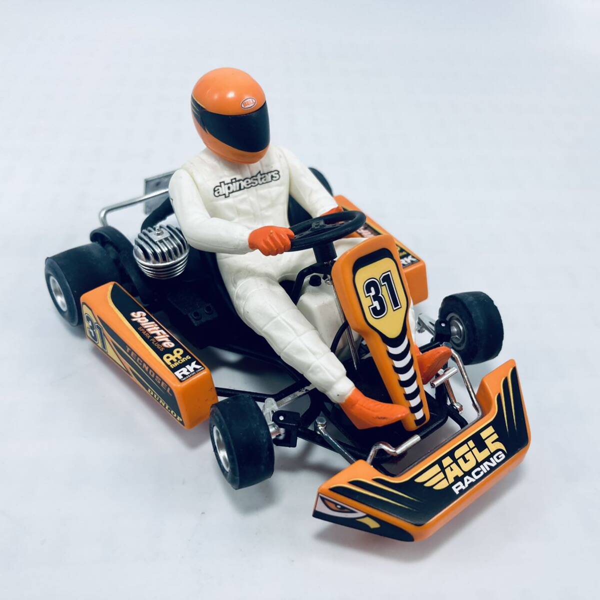 外箱台座無し スロットカー NINCO 1/18 RACING GO-KART EAGLE #31 orange-color 50641 ステアリング連動の画像4