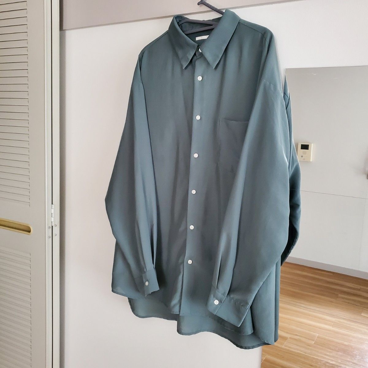 【GU】シアーオーバーサイズシャツ / XL / 56 OLIVE