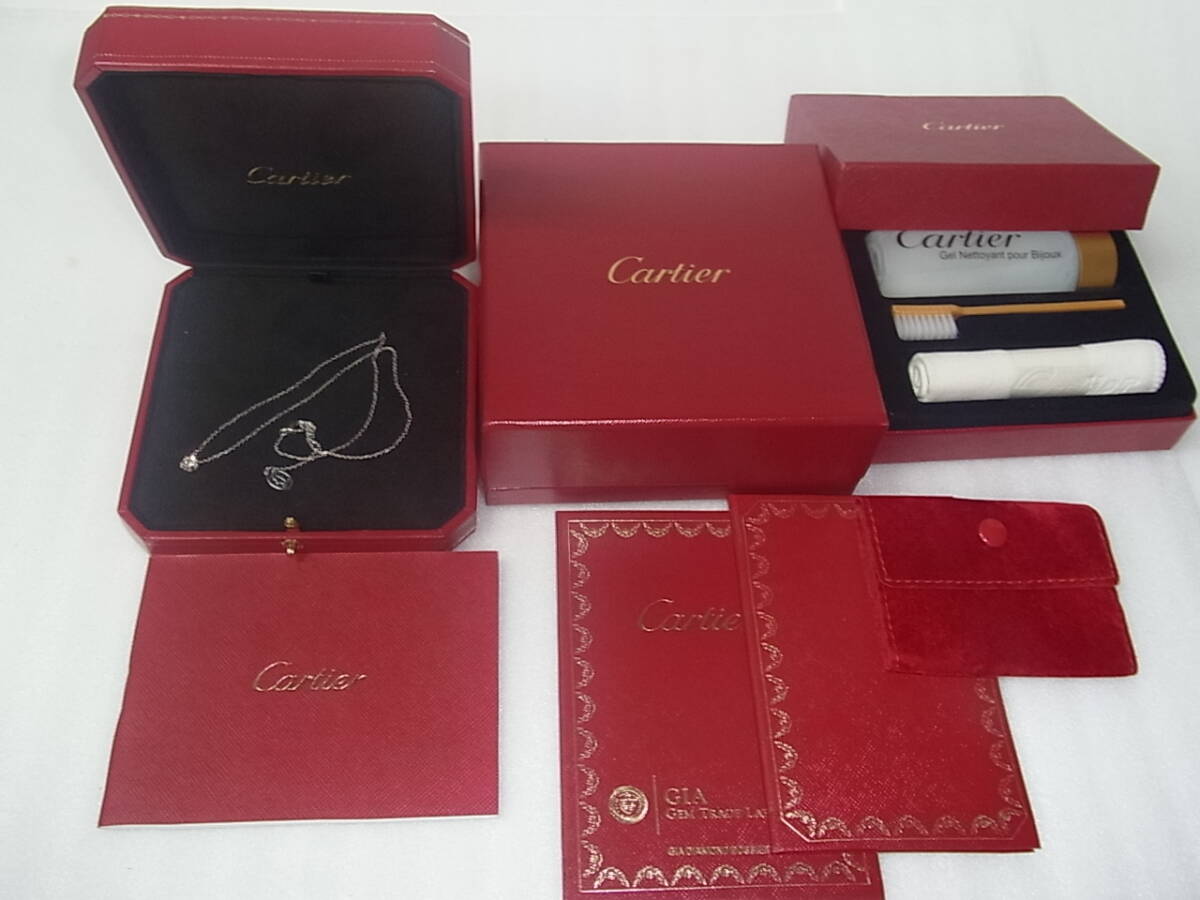 4166 Cartier カルティエ Cドゥ ダイヤモンドネックレス 750刻印 0.34ct/D/VVS2/Excellent 2.8g ほぼ未使用の画像1