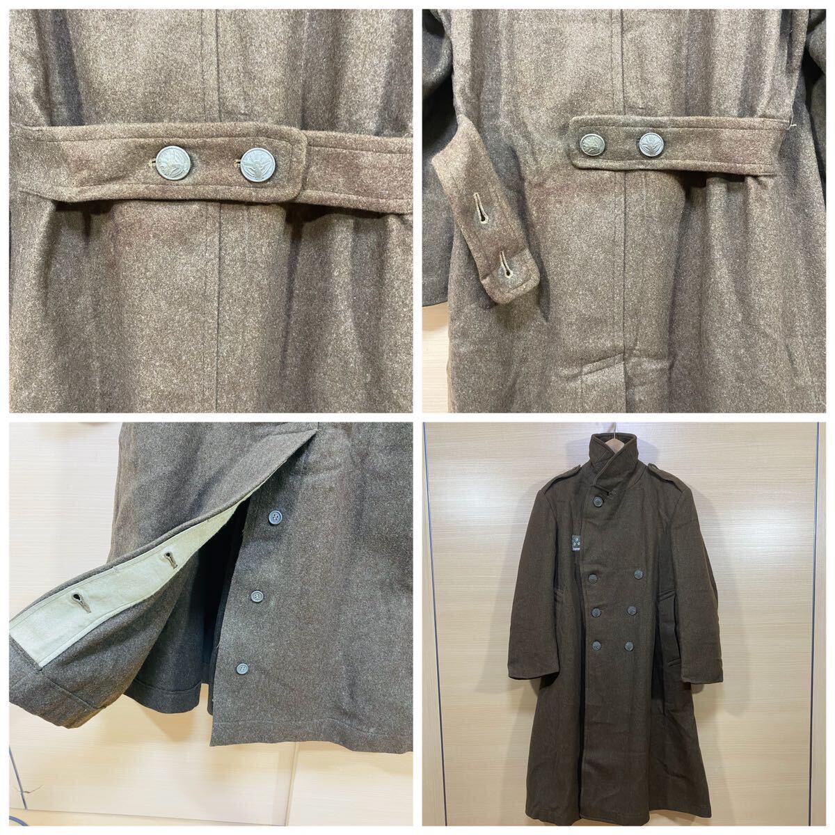 昭和25年〜自衛隊の前進の警察予備隊からの外套、ウールコート、旭日鳩ボタン、希少品の画像3